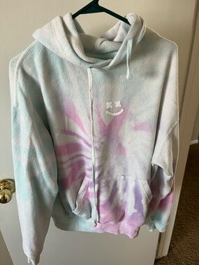 PlanBri Barstool Tie-Dye Pastel Hoodie Sweater - Pastel Pink & Blue